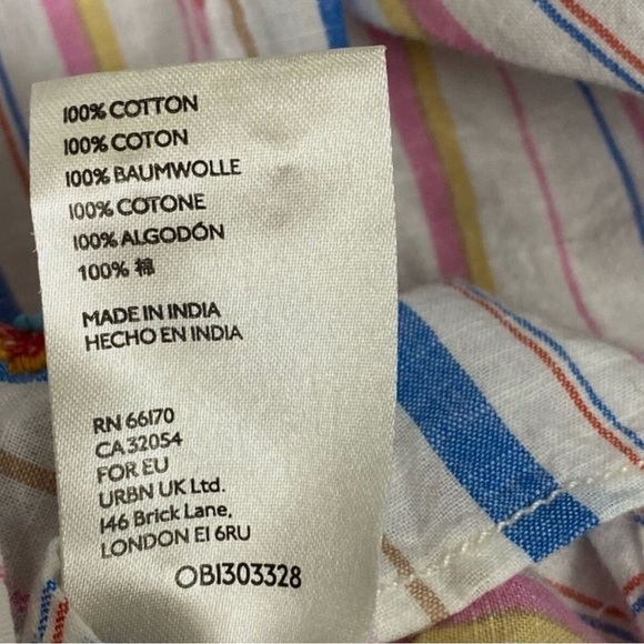 ANTHROPOLOGIE Pilcro Bella Femme Button Puff Sleeve small, Stripe White Pink - Picture 3 of 8